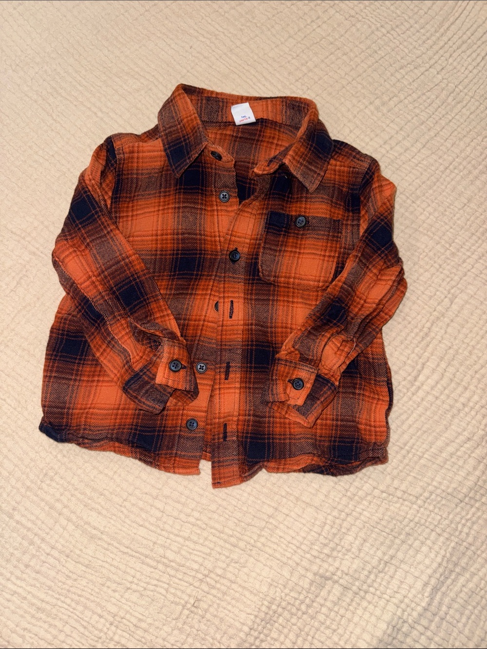 Old Navy Orange and Navy Plaid Button-Down Shirt